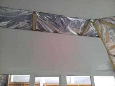 UPVC Tongue and Groove Affixed to Create Finished Ceiling Surface