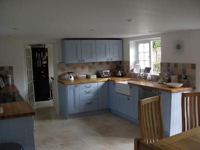 Kitchen Refurbishment - Oak Kitchen Installed - Oak Worktop - Belfast Sink