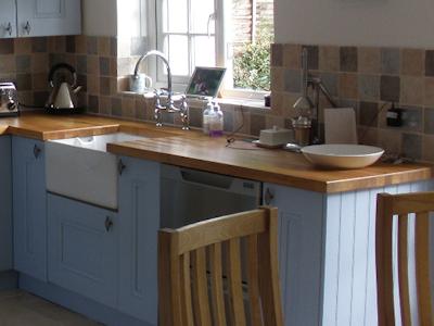 Kitchen Refurbishment - Oak Kitchen Installed - Oak Worktop - Belfast Sink