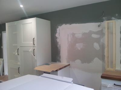 1. Building Oven/Range Surround with Iroko Hardwood Top and Ceramic Tiled Faces