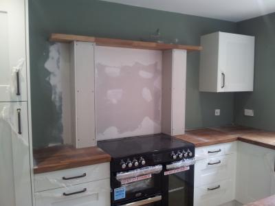 4. Plasterboard fixed over Timber Frame and Iroko Hardwood Top 