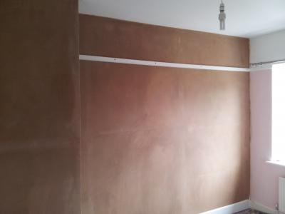 Plaster Skim, Dado Rail and Skirting boards fitted to match existing.